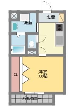 アモリールII(1DK/1階)の間取り写真