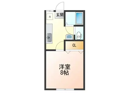 プラットW2(1K/2階)の間取り写真