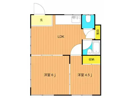 たつみ荘(2DK/1階)の間取り写真