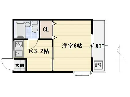 中央SELECTION 明るい ハイム鹿島(1K/1階)の間取り写真