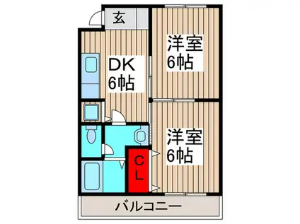 ウエルス日進ハウス(2DK/3階)の間取り写真