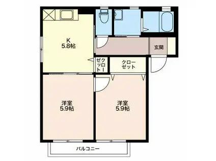 グランシードあづみ(2K/1階)の間取り写真