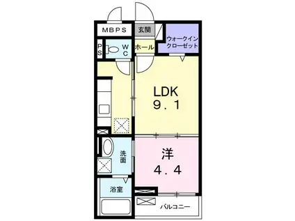 ベルマルーン(1LDK/1階)の間取り写真