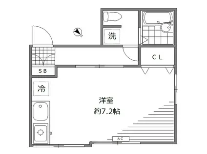 TOFINO(ワンルーム/2階)の間取り写真