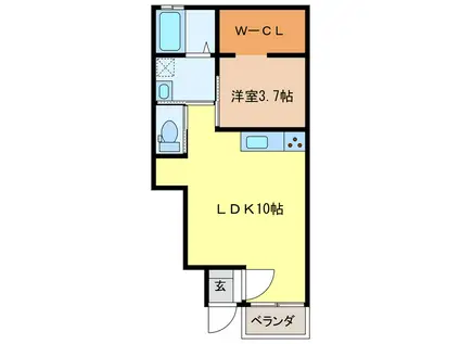 BELL TREE (1LDK/1階)の間取り写真