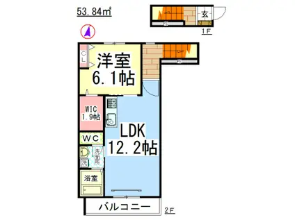 AF メゾンエーデル(1LDK/2階)の間取り写真