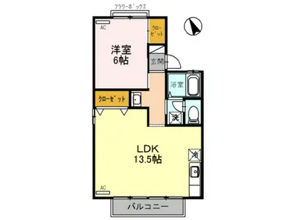 セジュールサクラ(1LDK/2階)の間取り写真