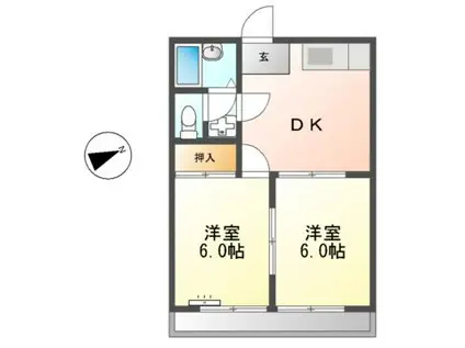 コーポ本町(2DK/2階)の間取り写真