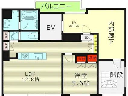 KYOBASHI VIEW RESIDENCE(1LDK/5階)の間取り写真