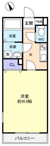 アムール DU MONDEII(1K/2階)の間取り写真