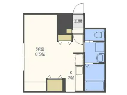 ピクシーガーデン資生館(1K/3階)の間取り写真