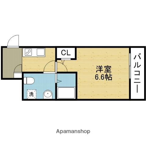 シャトーレ南巽(1K/1階)の間取り写真