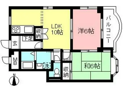グランコンフォール陣屋(2LDK/2階)の間取り写真