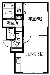 トヨオカアサヒハイツ(1DK/1階)の間取り写真