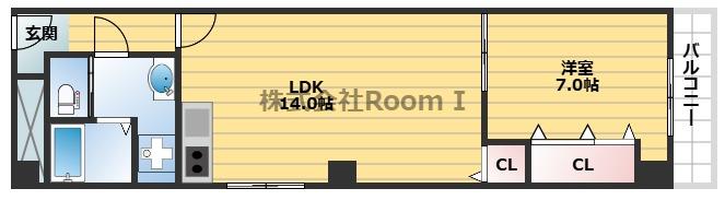 ドリームスクエア(1LDK/8階)の間取り写真
