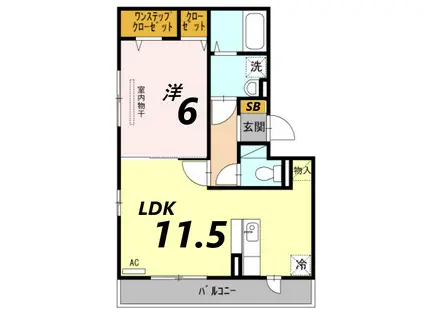 フォルトゥーナ(1LDK/1階)の間取り写真