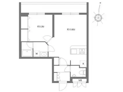 ソラミテラス松原(1LDK/1階)の間取り写真