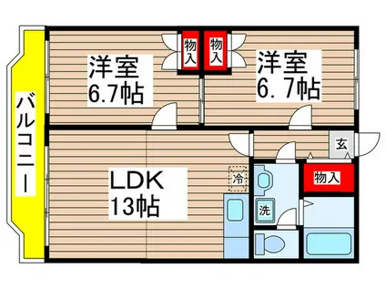 ハイハウス幕張(2LDK/3階)の間取り写真