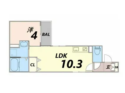ALMO姫路駅前(1LDK/5階)の間取り写真