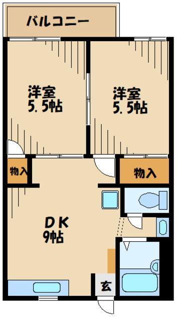 ヴェルドミールIII番館(2DK/1階)の間取り写真