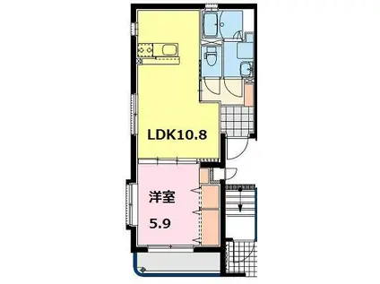 アリエスK(1LDK/2階)の間取り写真