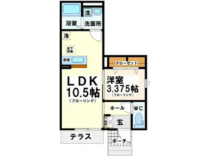 LOULOU MS(1LDK/1階)の間取り写真