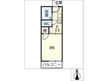 フレッシュイン安原(1K/2階)の間取り写真