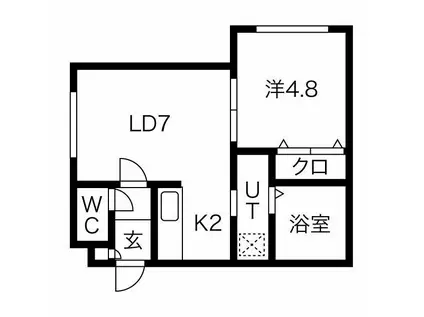 ラフィーネ(1LDK/4階)の間取り写真