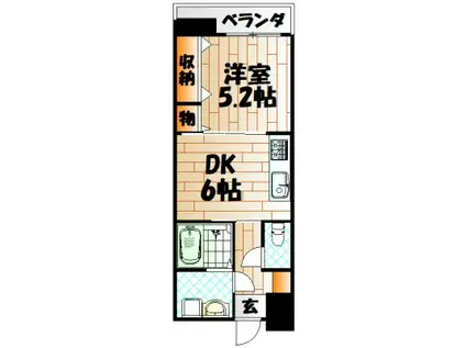 アースコートYSシティ香春口(1DK/4階)の間取り写真