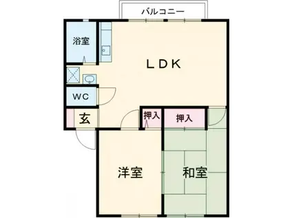 サンシャイン朝暉D棟(2LDK/1階)の間取り写真