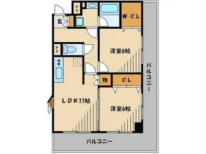 アムール街道(2LDK/2階)の間取り写真