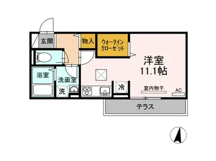 プレンティー新徳田(ワンルーム/1階)の間取り写真