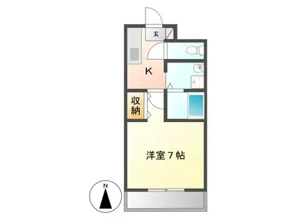 ハイツ草薙(1K/2階)の間取り写真