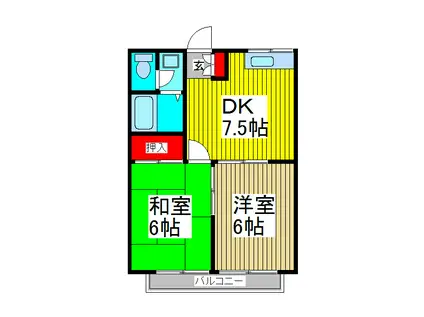 ピュアパレス(2DK/1階)の間取り写真