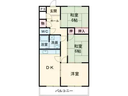 ハイツ北山(3DK/2階)の間取り写真