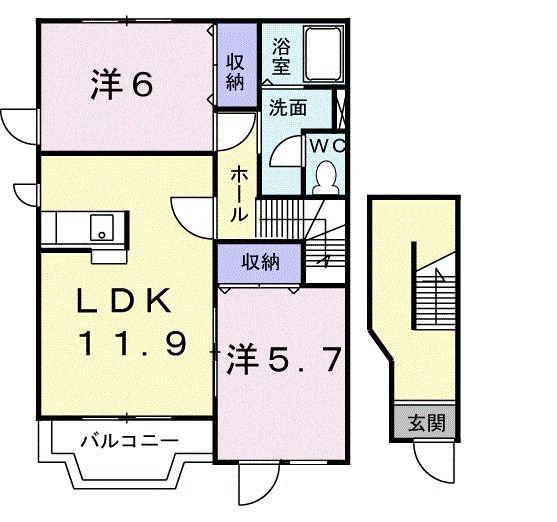 サニ-スクエアC(2LDK/2階)の間取り写真
