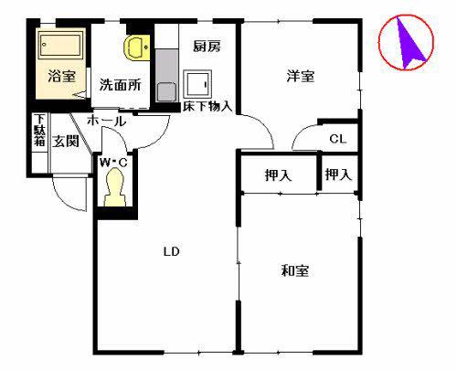 ガーデンシティ今井A棟(2LDK/1階)の間取り写真