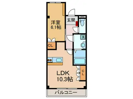 オオミネ SQUARE10(1LDK/1階)の間取り写真