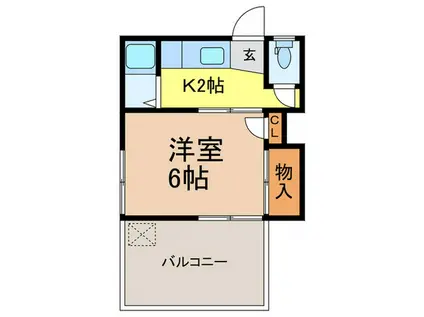 ホープハイツ(1K/2階)の間取り写真