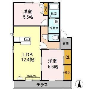 ディアスバンノ(2LDK/2階)の間取り写真