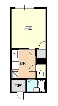 ツインハウスB(1K/2階)の間取り写真
