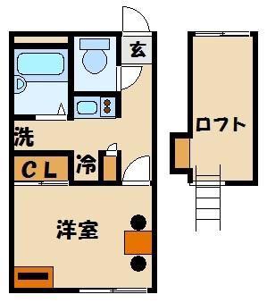 レオパレスアドミラブールワタル(1K/1階)の間取り写真
