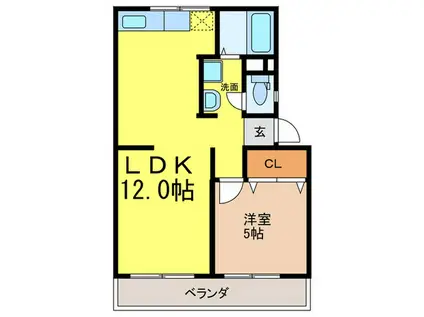 ニュー江坂ハイツ(1LDK/3階)の間取り写真