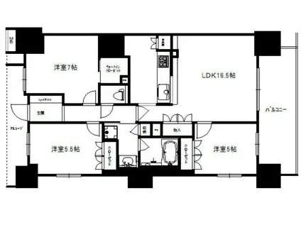 サンクタス大津石山(3LDK/11階)の間取り写真