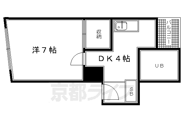 ハイツ京II(1K/2階)の間取り写真
