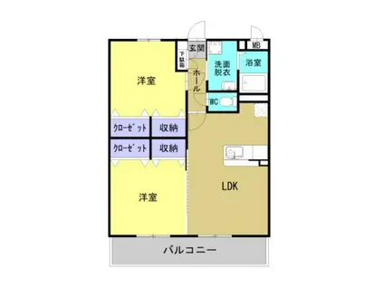 SALT明野西(2LDK/4階)の間取り写真