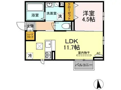 NAGOMI(1LDK/1階)の間取り写真