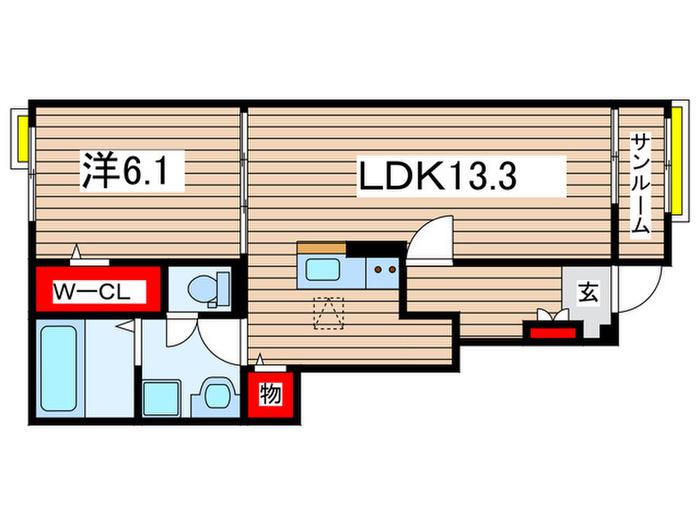 エクセレント ヴィラ II(1LDK/1階)の間取り写真