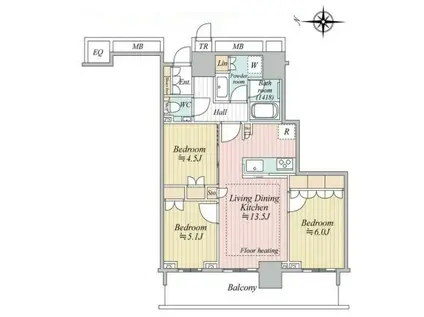 ザ・パークハウス晴海タワーズティアロレジデンス(3LDK/29階)の間取り写真