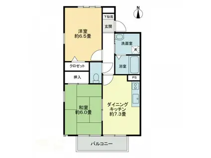 フォブールHANA(2DK/2階)の間取り写真